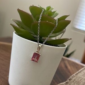 2ct Pink Topaz Sterling Silver Necklace